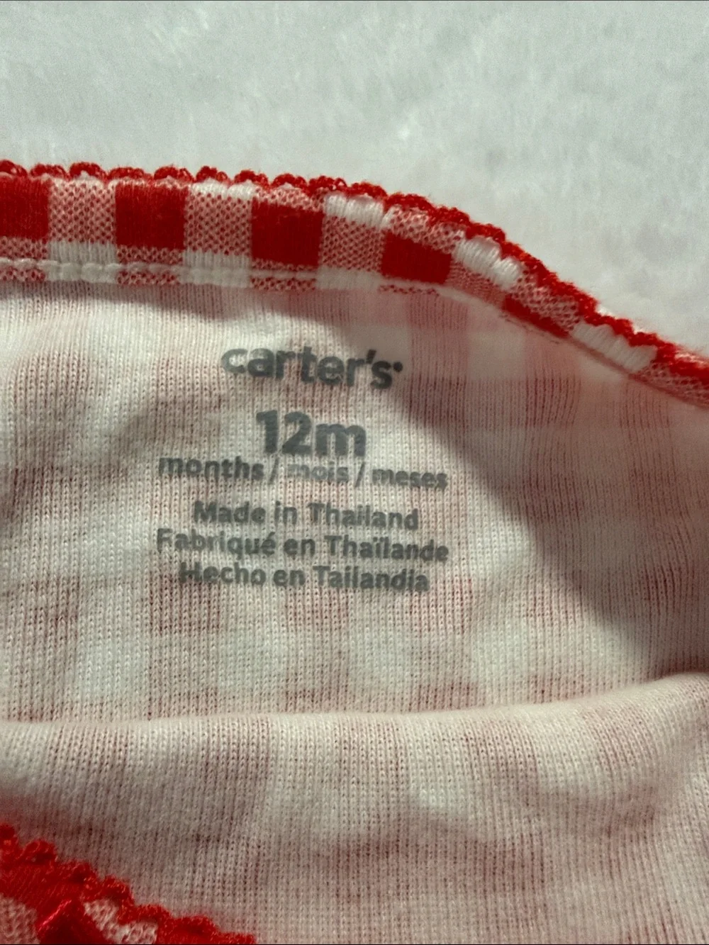 Carter's Red & White Gingham Sleeveless Baby Bodysuit